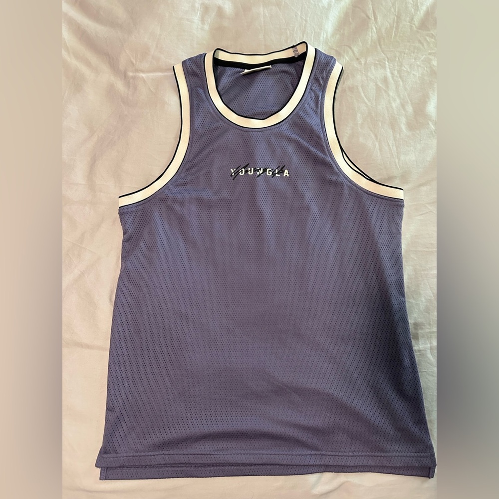 Mens YoungLA 330 MVP Jersey Mesh Sleeveless Tank Top - Lavender Size Large